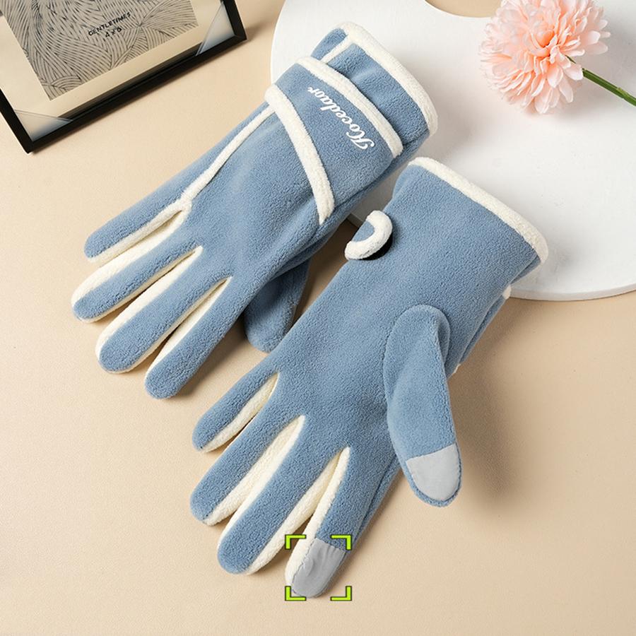 Women's Color Block Fleece Winter Gloves - Soft, Warm, Touch Screen Compatible for Driving (Sports & Outdoor Accessories)