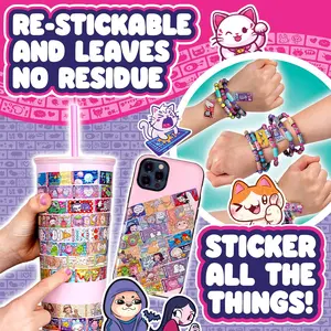 Sticker Handmade DlY BraceletKit, Including 80 Mini StickersBeads, Sticker Book, BraceletHair Tie, Hair Clip, DlYAccessories for Girls