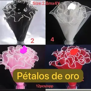 fabric with pearls to cover bouquets of flowers