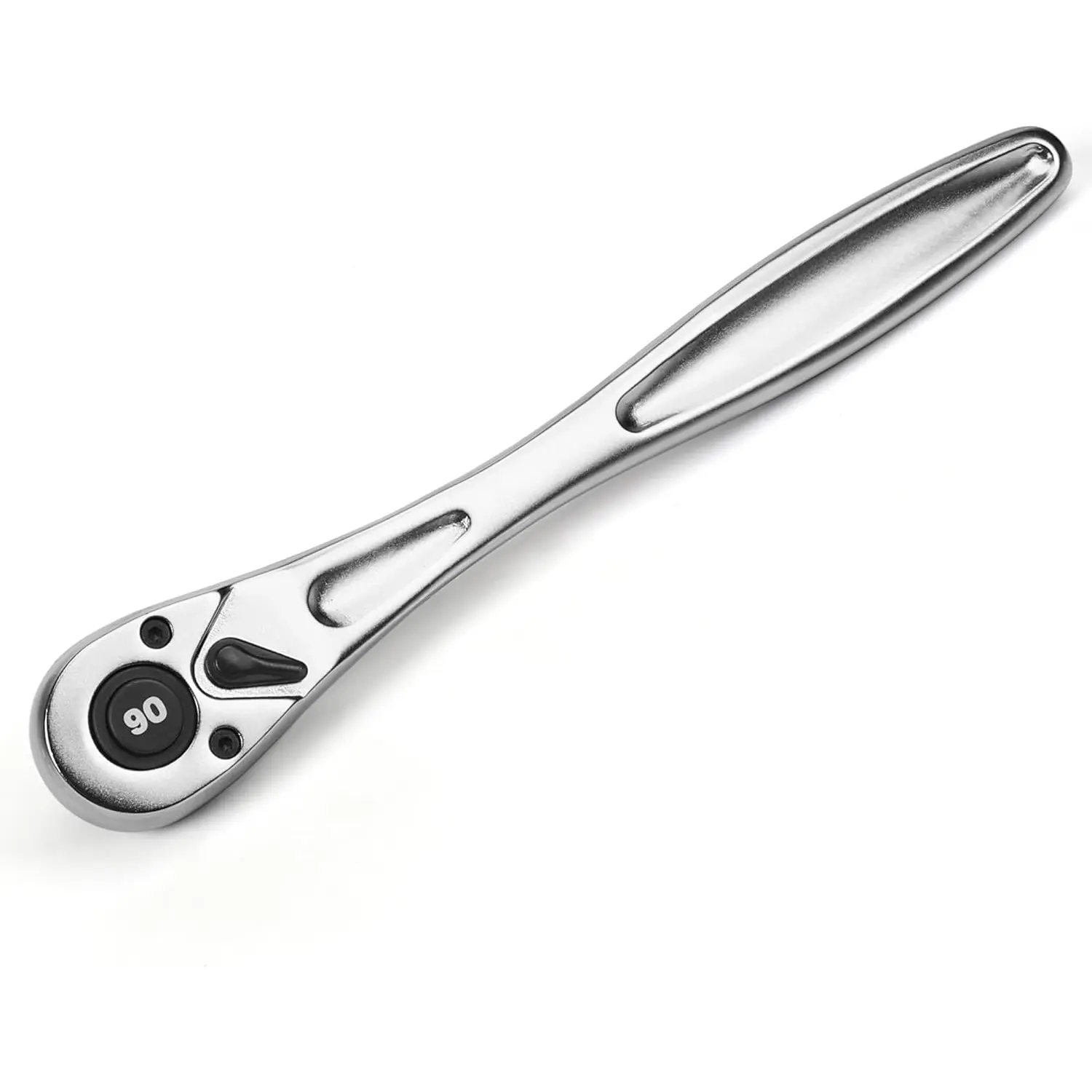 3/8 Inch Drive Ratchet Handle, Ratchet Socket Wrench, 90 , 8-3/8 Inch Length, Heavy Duty, Professional Ratchets, Quick-release Reversible,  Chrome Alloy Made, Polish Chrome Finish