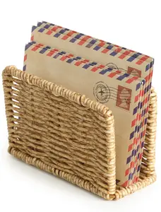 NiHome Mail Holder Organizer Countertop, PP Woven Textured Letter Holder, Desktop Document Organizer Rack for Envelopes, Bills, Notebooks, Office Home Decor