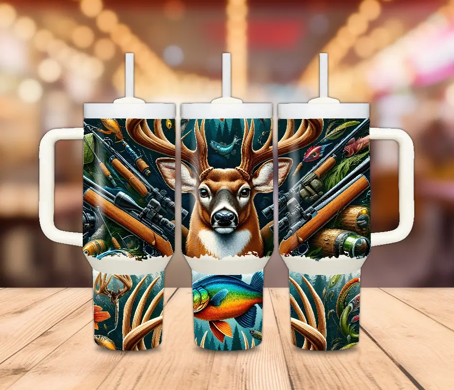 40 Oz. Deer Hunting Themed Tumbler