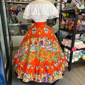 Folklore Elegance: 2-Piece Mexican Catrina Skirt and  Blouse Set