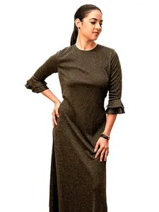 Devorah's Secret Maxi Dress Bell Khaki Sparkle - Regular and Plus Sizes