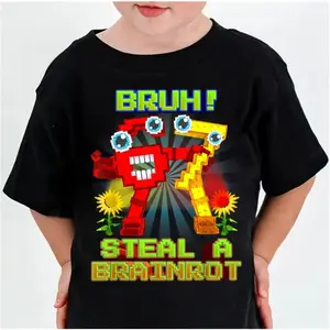 Children Number 67 Meme Boy's T-Shirt Summer Casual T-Shirts Round Neck Loose Top Tee Short Sleeve Comfortable Children Clothing