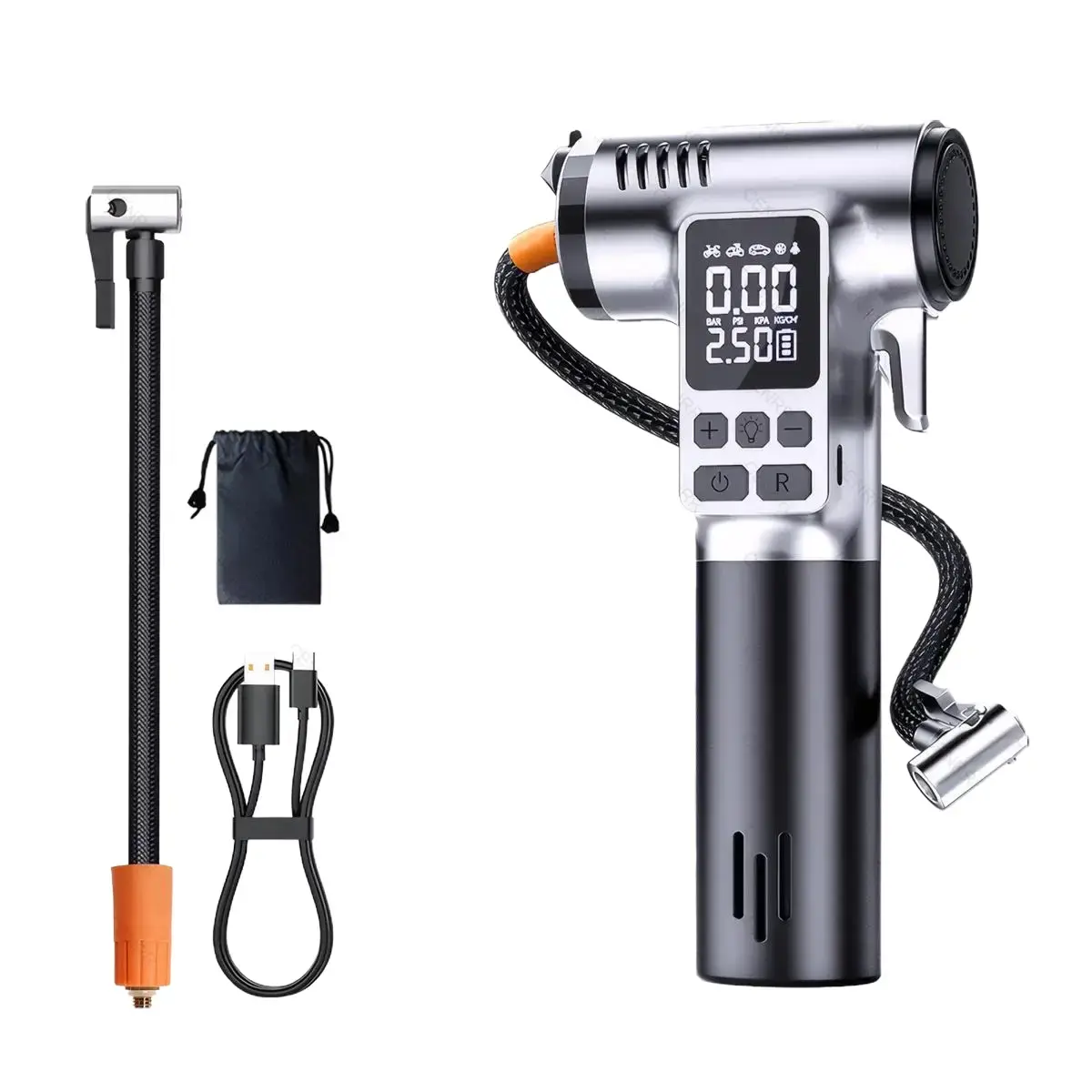150PSI Cordless Tire Inflator Car Repair Tool – Portable Automotive Maintenance Tools Air Compressor with Smart Auto Shut-Off, Digital Pressure Gauge, Emergency Glass Breaker, Seatbelt Cutter