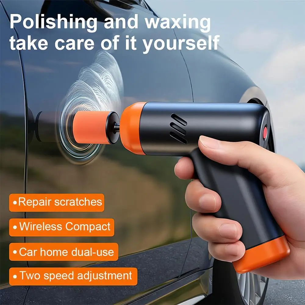 Cordless Mini Car Polisher Wireless Tool (204g, 1200mAh) with Soft Brush Pad, Semiconductor Cooling Chip, 2-Speed Adjustment, 30-Min Runtime, 1-Min Minor-Medium Scratch Repair, Charging Cable*1, Ideal for Car Wash & Polish, Furniture Use