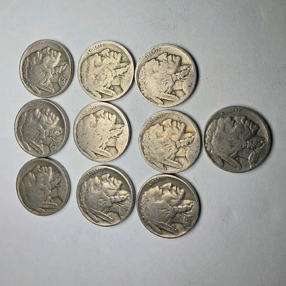 10x Random Date Buffalo Nickels