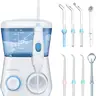 TUREWELL FC165 Electric Oral Irrigator Water Flosser - 600ml Leak-Proof Tank, 10 Adjustable Pressure Settings, Adjustable Flow, 8 Jet Tips (Including Tongue Cleaner Tip), Power Off Memory, Timer, Automatic Function, for Gum Care, 1 Unit (White)