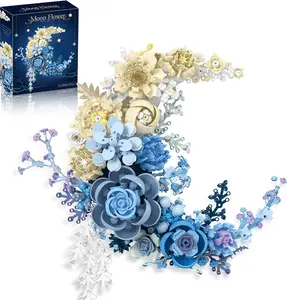 Moon Flower Brand Faux Roses Bouquet Artificial Rose Bouquet Crescent-Shaped Botanical Collection for Adults Kids Unique Décor Table Wall Decoration Home Decor Great Gift for Her Him