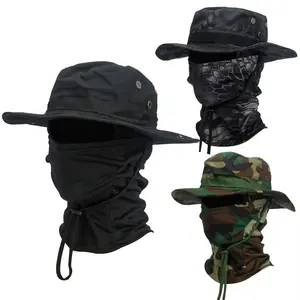 2pcs/set Wide-Brimmed Hat Balaclava, Men's Sunscreen Boonie Cap, Outdoor Hiking Camping Fishing Hat, Sun Hat Fisherman Hat