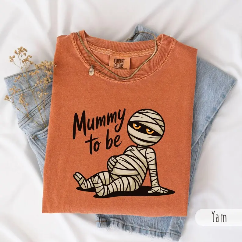 Comfort Colors Mummy To Be Halloween Maternity TShirt, Funny Pregnancy Announcement TShirt, Spooky Pregnant Costume, New Mom Tee, Fall Mama