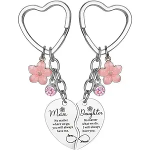 Heart Keychain 2-Piece Mother-Daughter Matching Set, Stainless Steel Lightweight Mother's Day Gift with Love Message for Mom from Daughter (Sports & Outdoor, Fan Shop, Gaming Accessory), Mother's Day Gifts