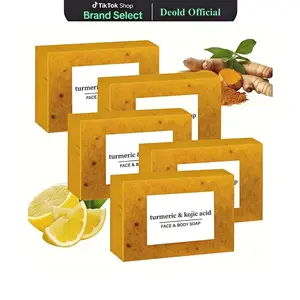 Deold 3/5pcs Turmeric & Kojic Acid Cleansing Soaps 100G Natural Extracts Gentle Nourishing Formula with Shea Butter & Olive Oil for Daily Body Cleansing