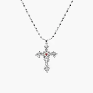 en route Aphrodite’s Song Necklace in Silver, Featuring A Heart-accented Cross Pendant, A Bold Statement Piece, Ideal for Daily Wear & Layered Looks