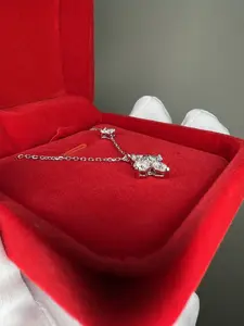 Moissanite Flower Pendant Necklace: Sterling Silver Floral Design