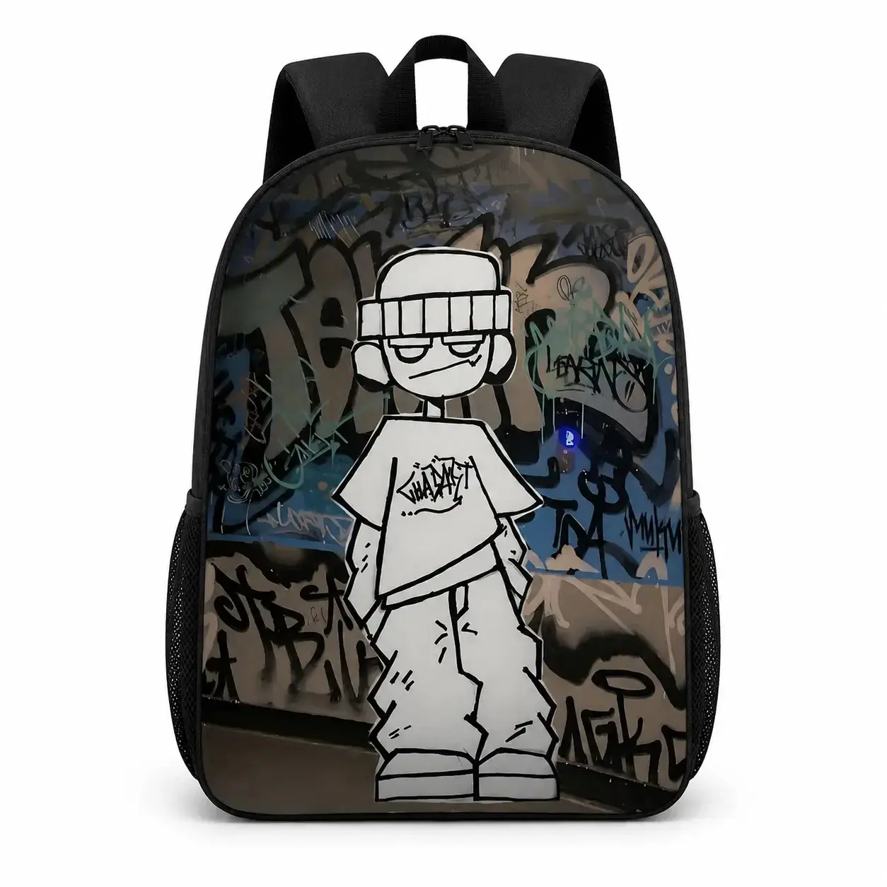 Minimalist Printed Backpack for Travel & Commute, Lightweight Unisex Daypack with Adjustable Straps and Zipper Closure, Printed Pattern, Printed Graphic