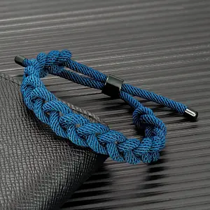 Black Stainless Steel Creative Design Shoelace Thread Bracelet Adjustable Rope Couple Friendship Jewelry Gifts