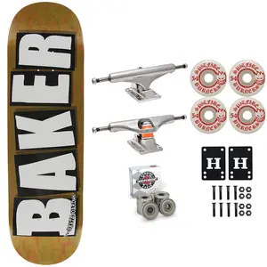 Baker Skateboard Stained Brown B2 Shape 8.5" Independent Spitfire Premium Kit
