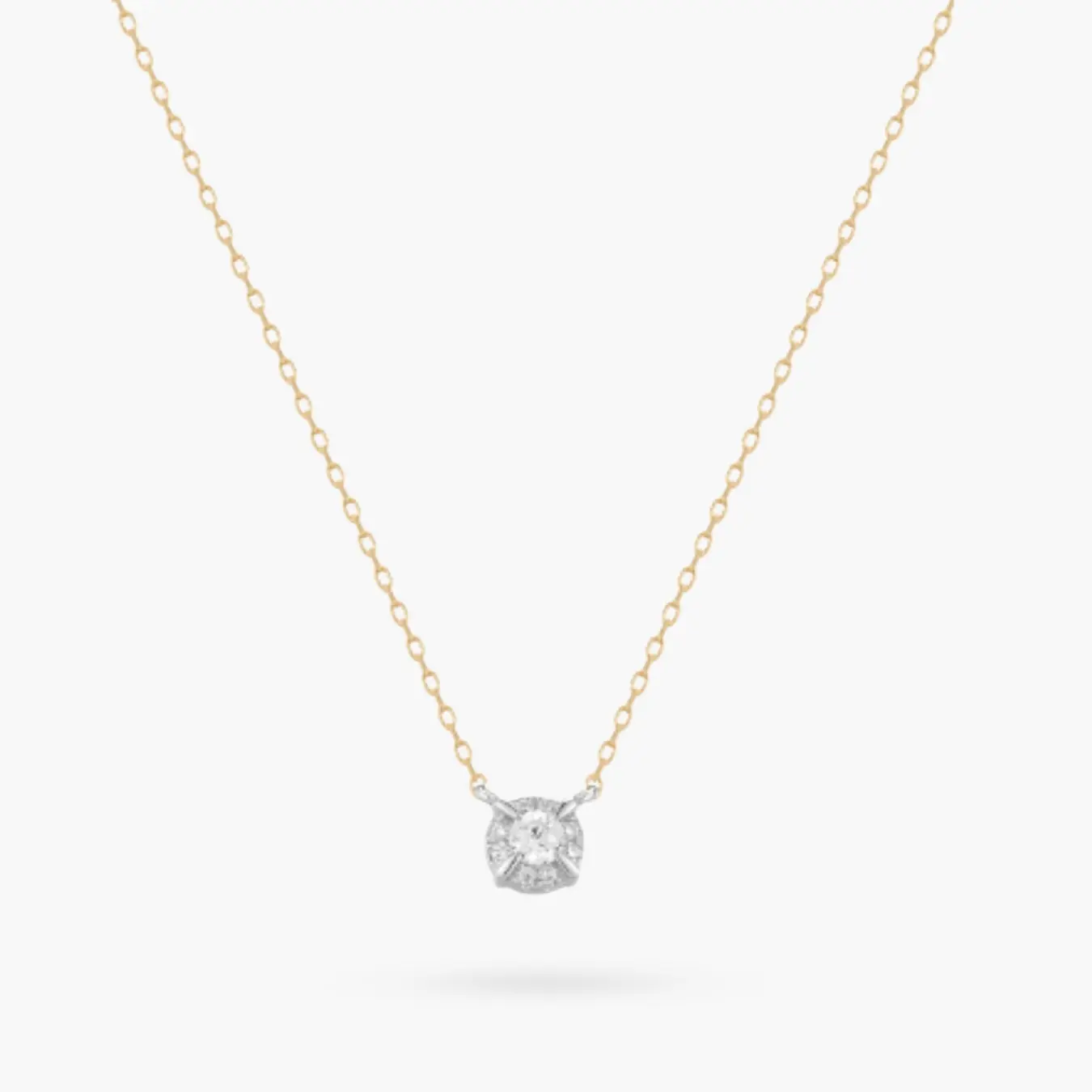 14K Diamond Stone Dainty Gold Necklace