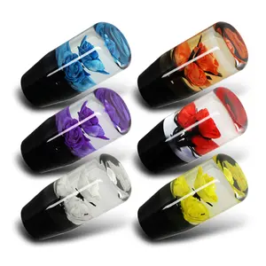 Stay Tuned Performance VIP 10CM JDM Clear Real Flowers Manual Gear Stick Shift Knob Lever Shifter - Universal Fit, Laser-Cut Acrylic Plastic, M12 x 1.25 Thread Size