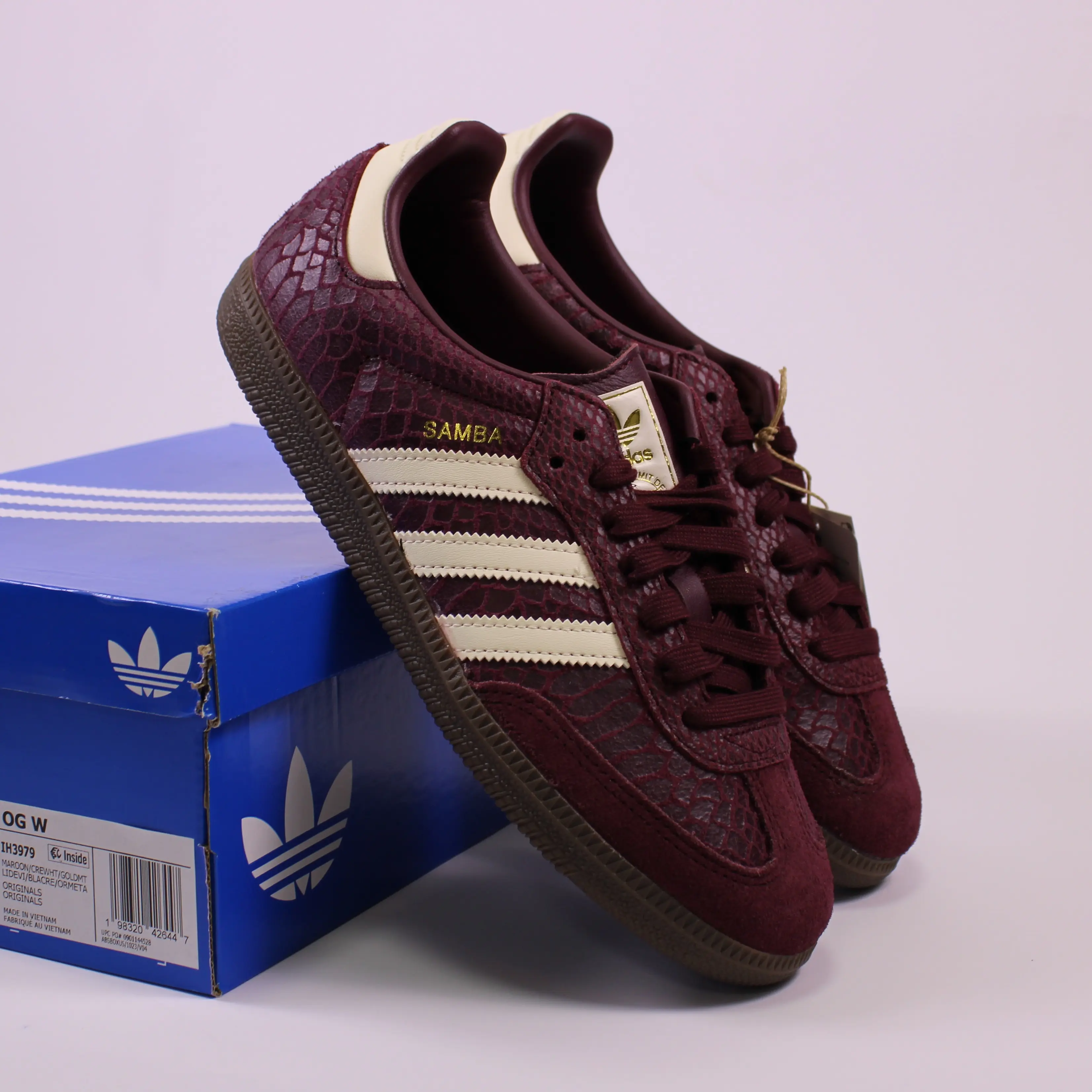 Adidas Samba OG Maroon Snakeskin Women's Sneaker - Authentic Brand New Shoes IH3979 Adidas Samba OG Maroon Snakeskin Women's Sneaker - Authentic Brand New Shoes IH3979