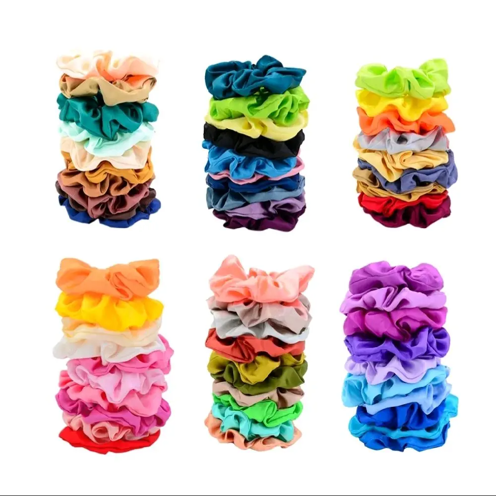 60 Colors Silk Satin Large Hair Scrunchies Elastic Hair Scrunchy Vintage Hair Ties Accessories for Women