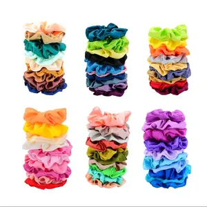 60 Colors Silk Satin Large Hair Scrunchies Elastic Hair Scrunchy Vintage Hair Ties Accessories for Women