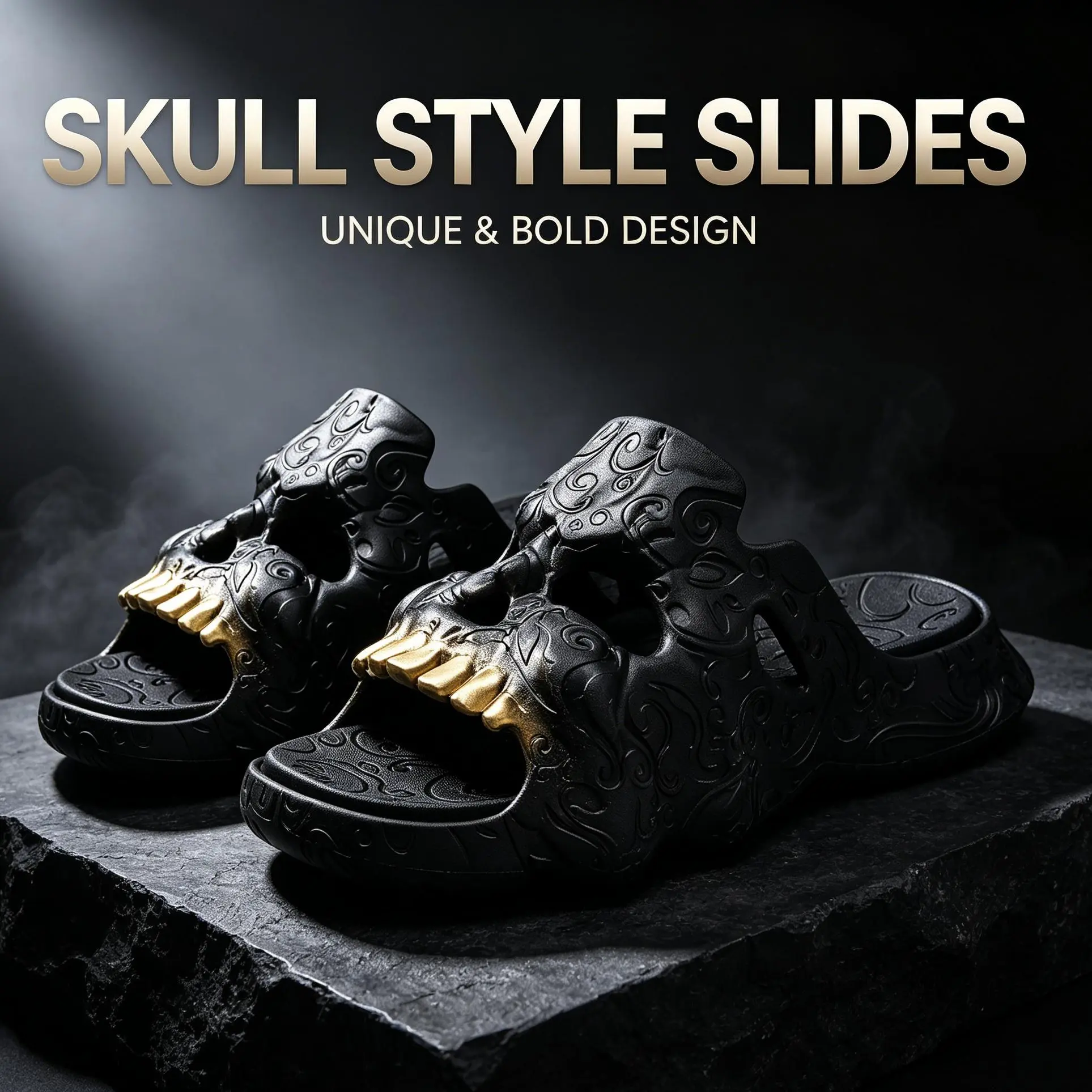 Men's & Women's Skull Cloud Pillow Footwear - Ultra-Soft Thick-Sole EVA Foam Anti-Slip Ankle Sandals, Gothic Casual Slippers, Breathable Light Beach Style Men's Shoes