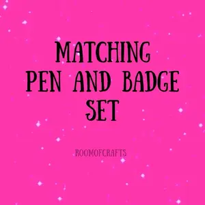 Badge reel set with matching pen