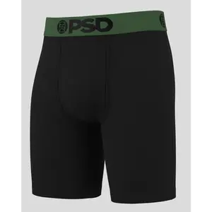 PSD Men's Black Green Solid Boxer Brief - Standard Length 7 Inch Inseam, Soft and Breathable Cotton Fabric