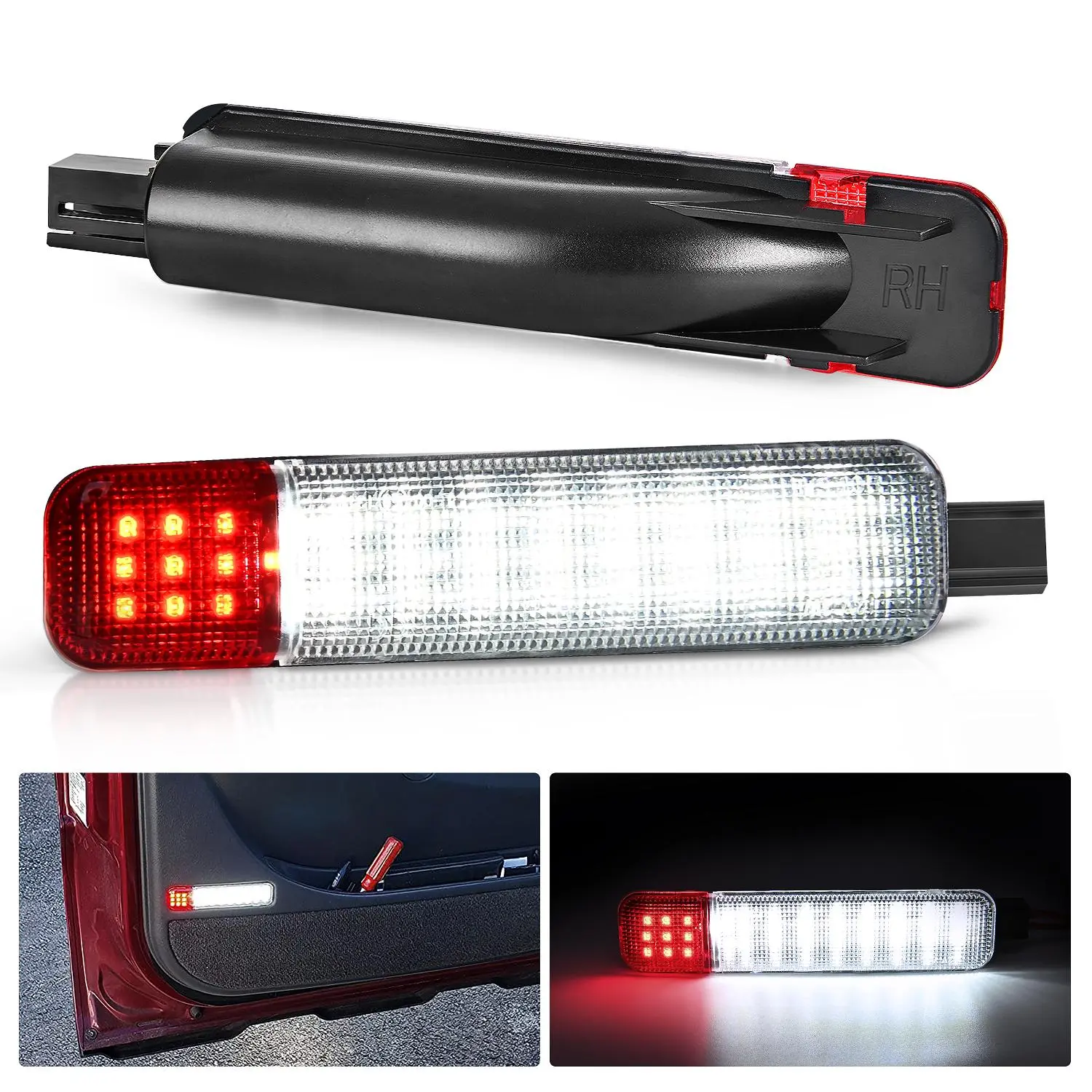 Nilight 2PCS LED Interior Door Panel Courtesy Lights - White, Red LED Car Ambient Lights for Chevy GMC Silverado Sierra 1500 2500 3500 HD, Suburban, Cadillac Escalade, Hummer H2, Led Car Ambient Light tiktokshopspringglowup