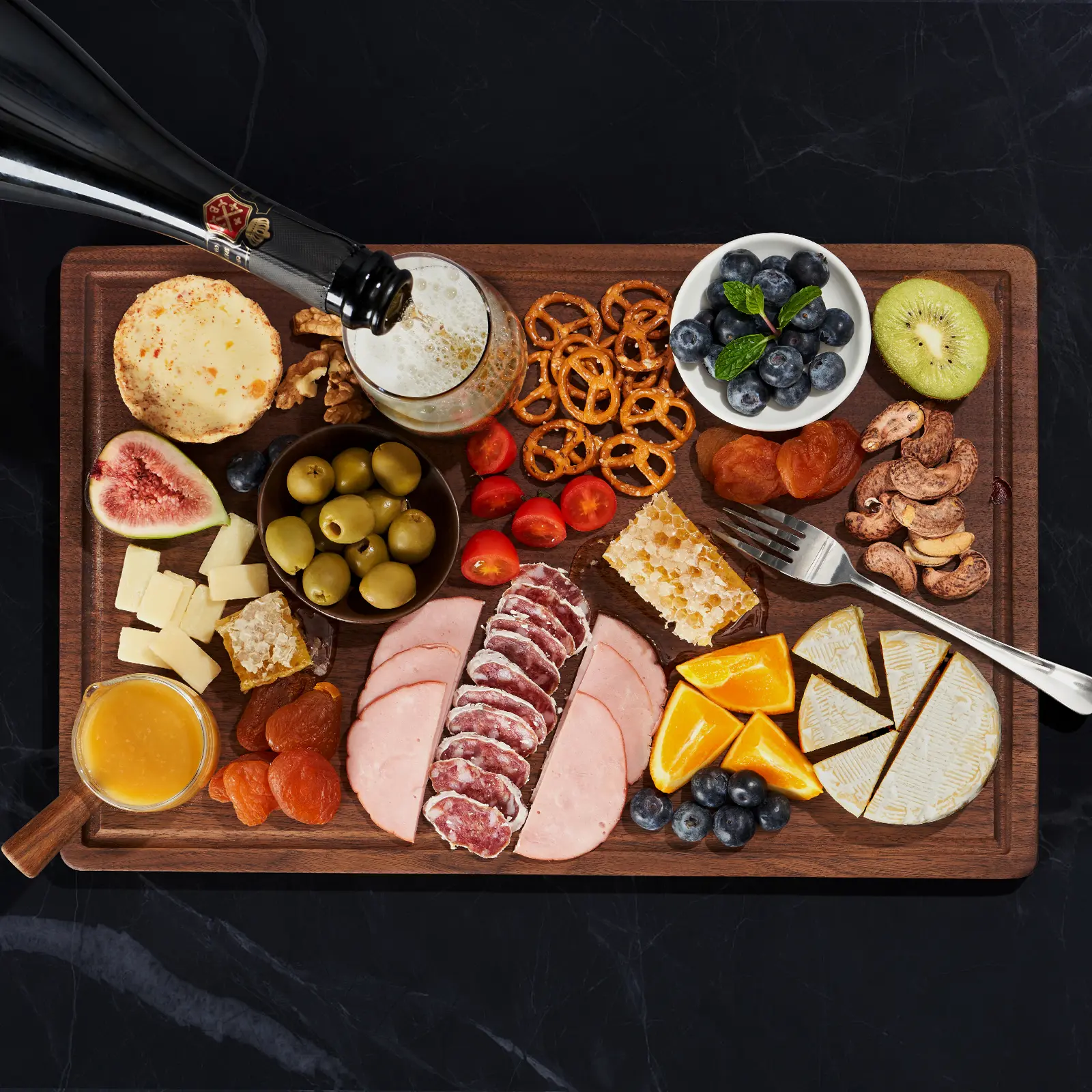 KOBACH Black Walnut Wood Cutting Board – 11"x17" Durable Double-Sided Wooden Cutting Board for Kitchen, Butcher Block with Juice Grooves & Handles