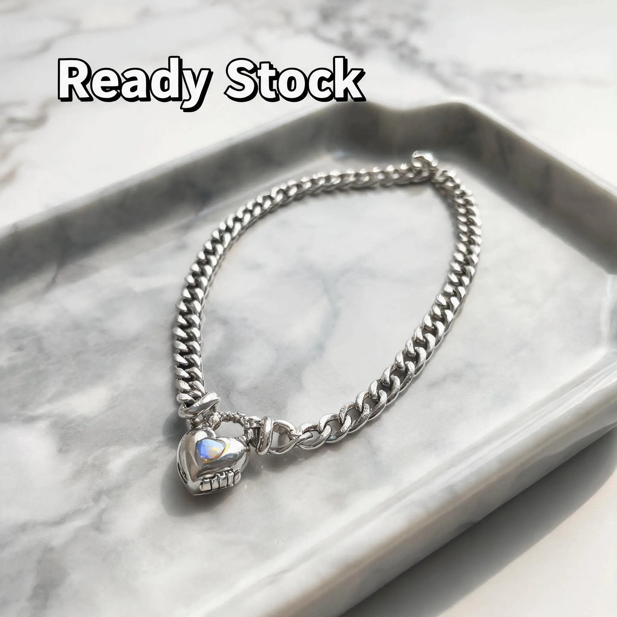 Romantic Lock Pendant Necklace with Silver-Coated Metal Chain, Blue Gemstone - Elegant Costume Jewelry for Daily Wear, Anniversary Gifts, Metal Coating
