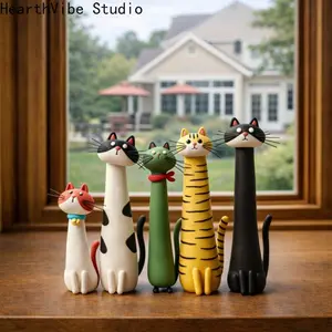 2026 Handmade Clay Funny Cat Figurines, Whimsical Cat Sculptures, Mini Desk Decor