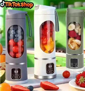 Portable blender, USB‑C rechargeable personal juicer with LED display; BPA‑free mini blender with adjustable speed settings; travel blending cup suitable for home and office use; digital multi‑mode juicing blender. Father’s Day Gift