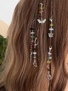 5 Piece Bohemian Style Turquoise Crescent Hair Accessory Set, Perfect for Daily Wear and Vacation Parties, Trendy Boho Hair Jewelry, Boho Vibe