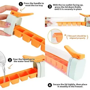 6 Grid Square Ice Cube Tray One Hand Press Silicone Ice Maker Mold Easy Release for Drinks Cocktails Home Kitchen