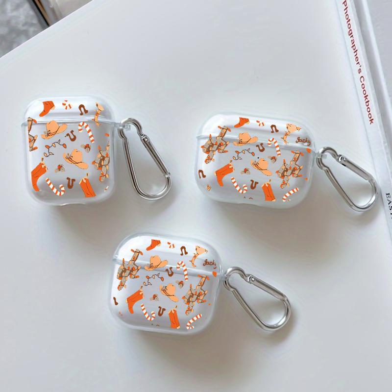 Cowboy Delight Pattern TPU Soft Protective Case for Apple AirPods 4/3/2/1/Pro/Pro2 Transparent Earphone Cover with Keychain Attachment Cowboy Delight Pattern TPU Soft Protective Case for Apple AirPods 4/3/2/1/Pro/Pro2 Transparent Earphone Cover with Keychain Attachment