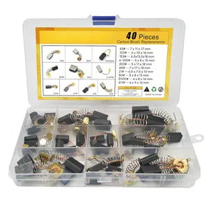 Electric Motor Carbon Brushes for Power Tools Repair Maintenance, Set of 40 PCS in 10 Different Sizes for Angle Grinders, Electric Hammer Drills, Circular Saws