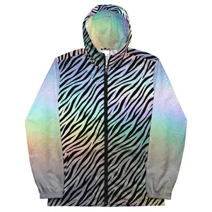 Holographic Zebra Windbreaker – Frutiger Aero Y2K Jacket