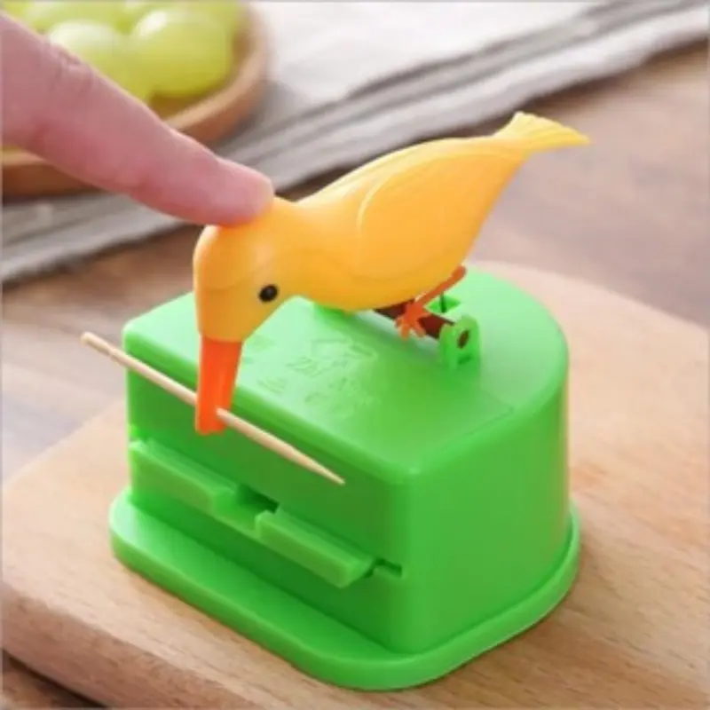 Automatic Toothpick Dispenser with Cute Bird Design, Home Decoration and Kitchen Accessory, Adjustable Storage Box, Ideal for Easy Toothpick Storage