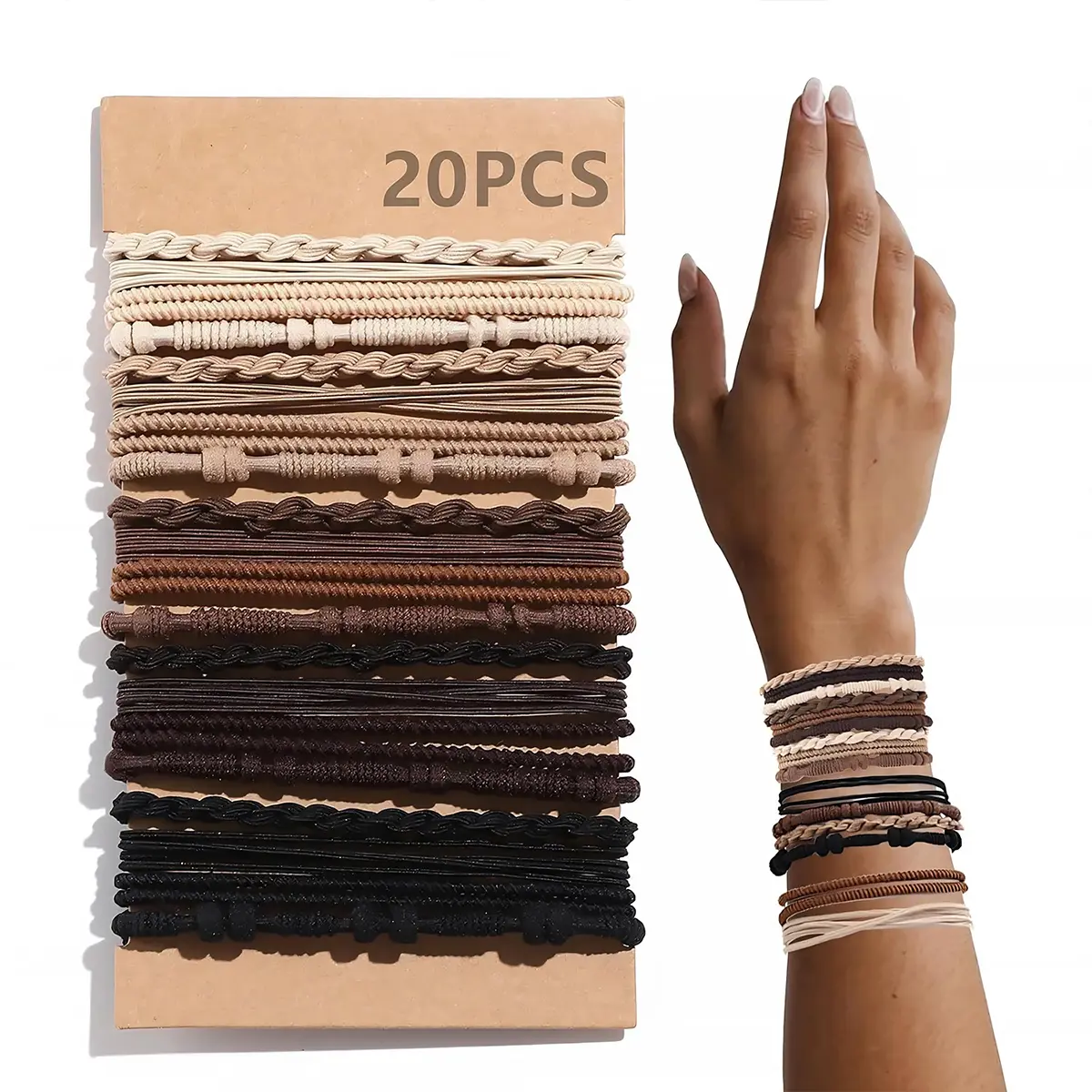 Boho Styles Hair Ties, 2 In 1 Hair Ties & Bracelets, Hair Ties Hair Bands for Ponytail Holders No-Damage Hair Accessories for Gilrs Women