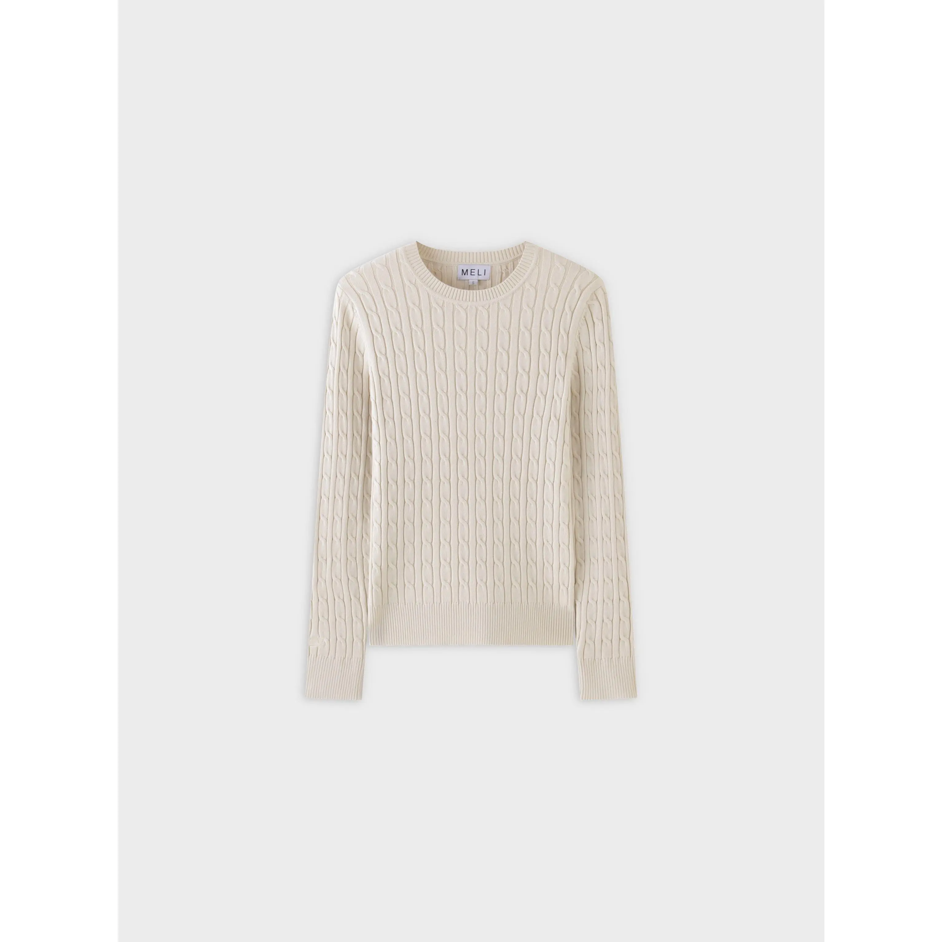 Knit Cable Sweater-Cream
