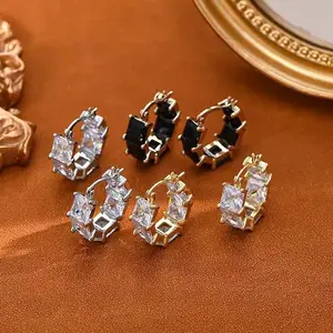 Zircon-inlaid hinged earrings featuring stylish rhinestone accents; available in three colors, they are perfect for parties or adding a touch of flair to everyday outfits. Stylish, versatile, and exquisitely crafted, they also make an ideal birthday gift.