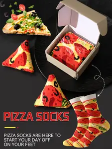 Funny Pizza Creative Men's Outdoor Socks, Unisex Mid-Calf Socks, Colorful Food Design, Casual Fashion, Casual Stylish Socks, Perfect Gift for All Seasons great surprise gifts for Thanksgiving, Halloween, Christmas, family gatherings & birthdays