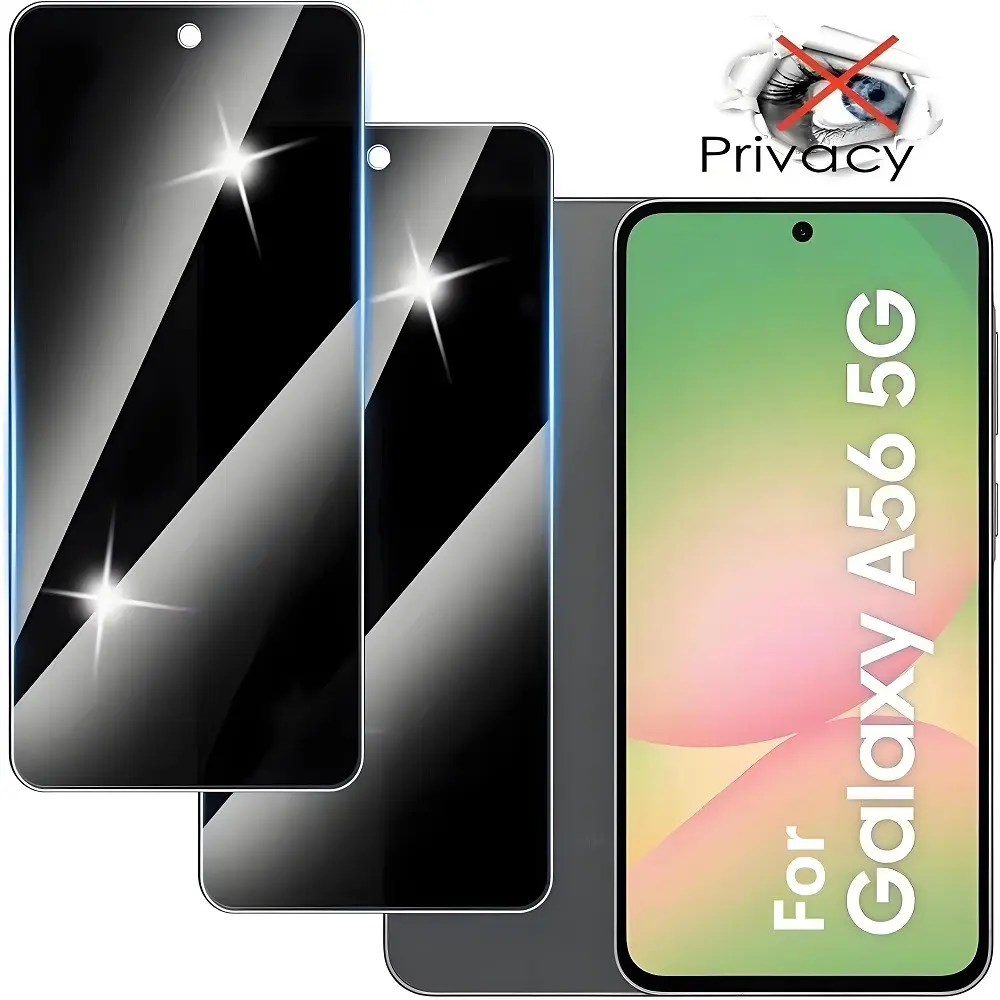 2 Pcs Privacy Screen Protector, Anti Spy, Durable, Suitable for Samsung Galaxy Smartphone S25 FE A14 A15 A24 A25 A34 A52 A52s A53 A54 Protection Tempered Glass Easy install Full Cover Anti Scratch 9H Glass