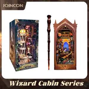 Wizard Cabin Book Nook 2-Pack – Miniature DIY Kit with LED Lights, Diagon Alley & Magic Academy Combo, Great Christmas & Birthday Gift for Harry Potter Fans