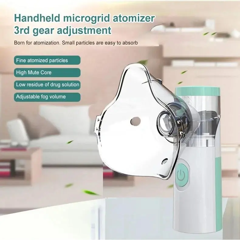 3-Speed Low-Noise Handheld Portable Atomization Mesh Ultrasonic Nebulizer for Adults & Kids Suitable for Travelling Dual Power Mode Household Must-Have