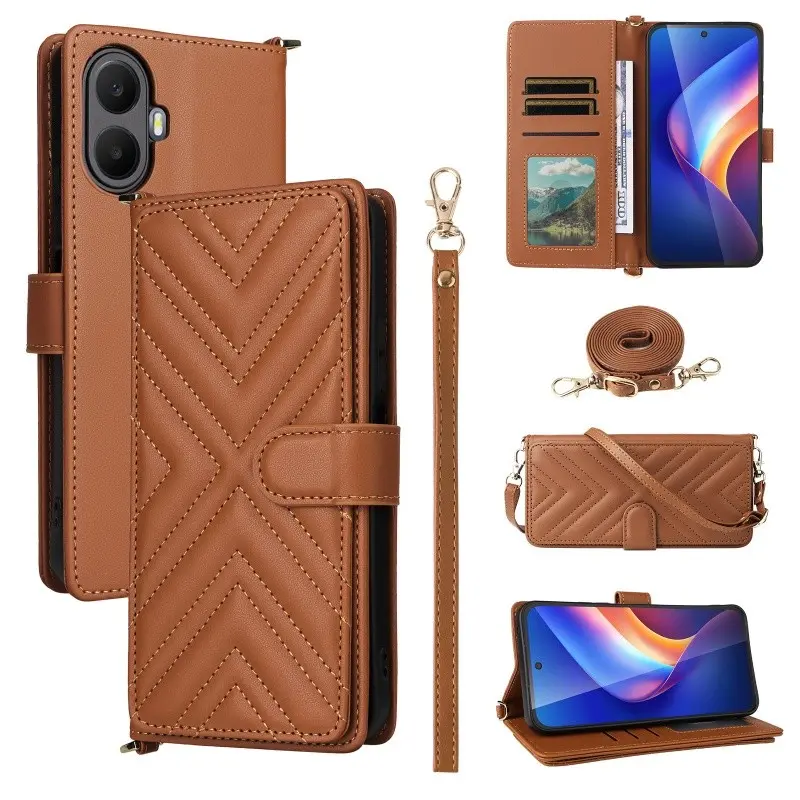 Trendy Tcl K70 5g Leather Flip Protective Cellphone Case Cover, Anti-Dirty, Compatible with Tcl K70 4g/k70 Power 4g/k70 Se 4g/t453d, Multi-Function with Card Slot and Lanyard